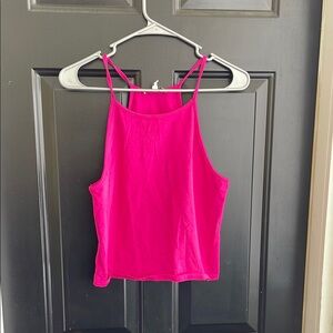 Express Pink Sleeveless Fitted Crop Tank Top